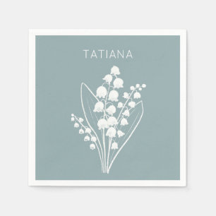 Serviette En Papier May Lily of the Valley Floral Bouquet Nom personna