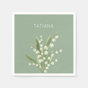 Serviette En Papier May Lily of the Valley Floral Bouquet Nom personna