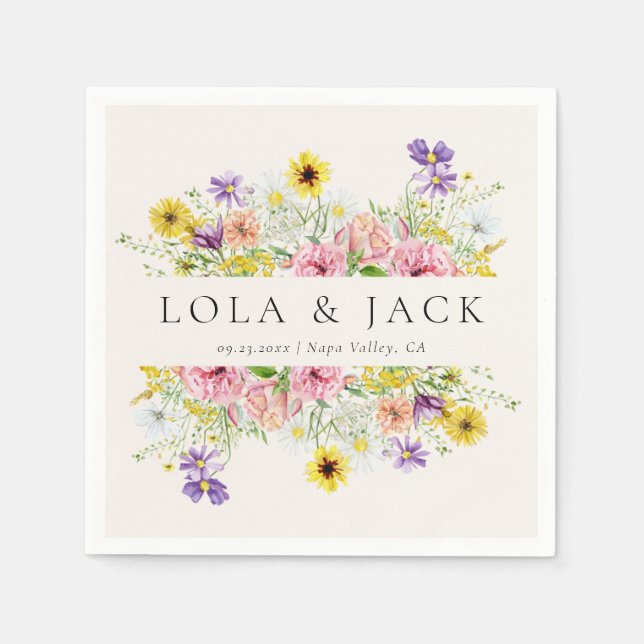 Serviette En Papier Meadow Fleur sauvage aquarelle (Devant)