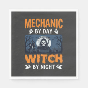 Serviette En Papier Mécanicien Halloween de Jour Sorcière de Nuit