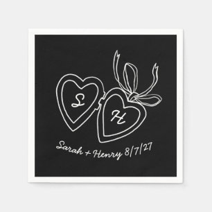 Serviette En Papier Médaillon à coeur fantaisiste doodle sketch modern