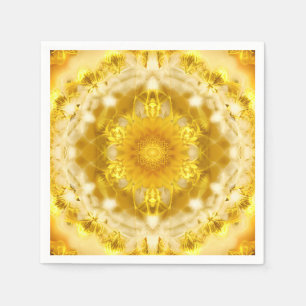 Serviette En Papier Médaillon Motif en Motif Batik Jaune de moutarde