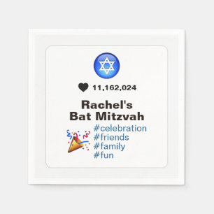 Serviette En Papier Médias sociaux Bat mitzvah Emoji ou Bar Mitzvah