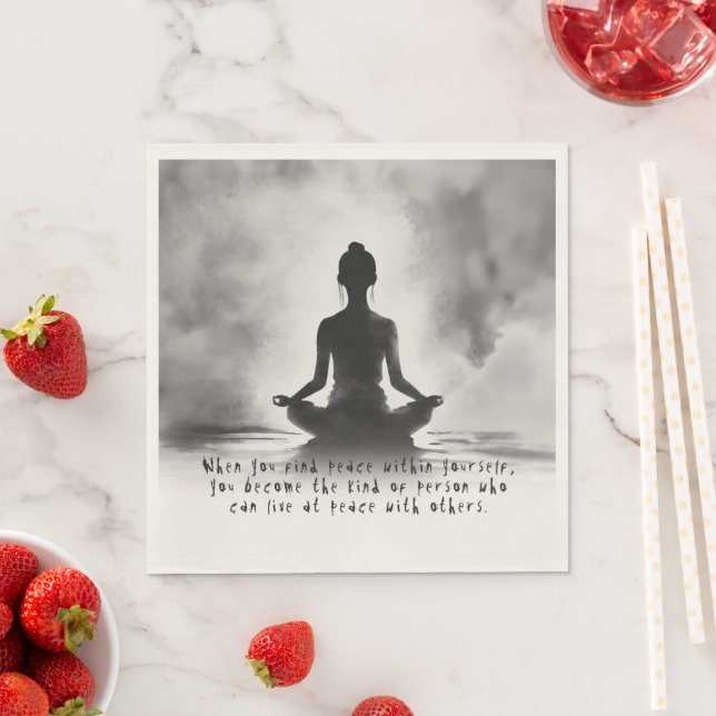 Serviette En Papier Méditation Yoga Instructeur Lotus Pose Peinture à  (En situation)