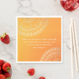 Serviette En Papier Méditation Yoga Professeur Orange Gold Mandala Cit