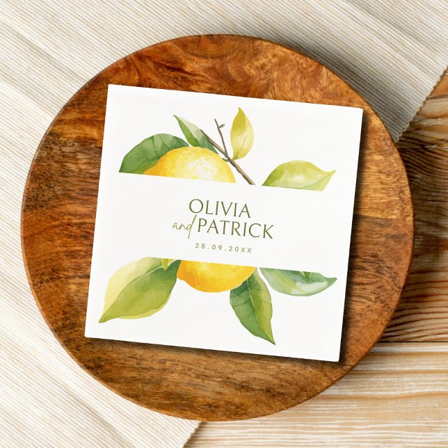 Serviette En Papier Mediterranean Italy Greece Lemon Vibrant Wedding (Créateur téléchargé)