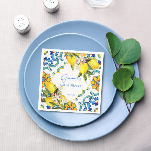 Serviette En Papier Méditerranée Majolica tuiles citrons douche nuptia