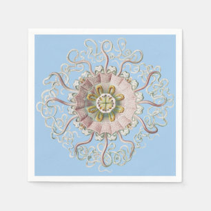 Serviette En Papier Méduse rose nautique d'Ernst Haeckel