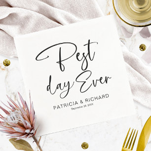 Serviette En Papier Meilleur jour de tous Calligraphie moderne Mariage