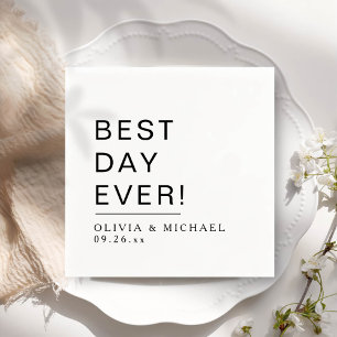 Serviette En Papier Meilleur jour jamais Mariage blanc minimaliste