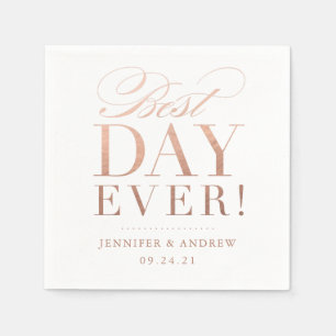 Serviette En Papier Meilleur Jour jamais Mariage Napkin Rose or