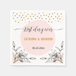 Serviette En Papier Meilleur Jour Jamais Moderne Rose Flower Gold Dots