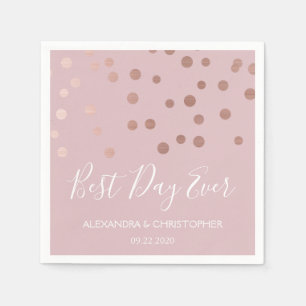 Serviette En Papier Meilleur jour jamais Rose Mariage Confetti Gold