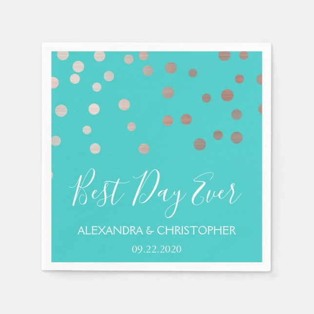 Serviette En Papier Meilleur Jour Jamais Turquoise Blue Confetti Maria (Devant)