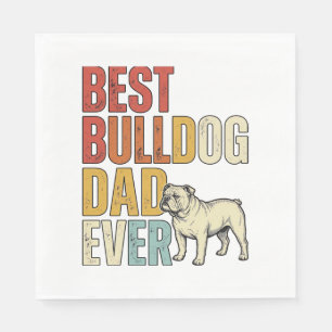 Serviette En Papier Meilleur Papa Bouledogue Ever Vintage Gravure T-Sh