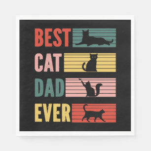 Serviette En Papier Meilleur papa chat vintage cadeau pour papa chat