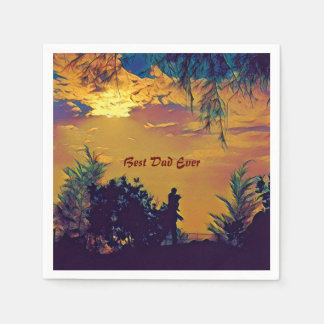 Serviette En Papier Meilleur Papa Jamais Sunrise Paysage Art Abstrait 