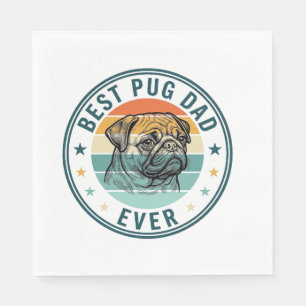 Serviette En Papier Meilleur Papa Pug Ever Vintage Gravure T-Shirt Chi