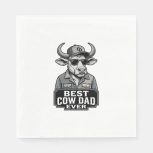 Serviette En Papier Meilleur papa vache jamais design de gravure vinta
