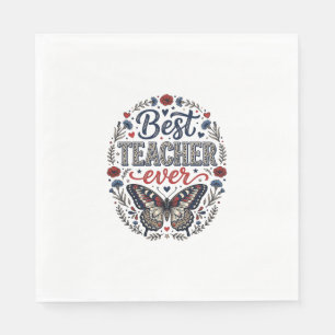 Serviette En Papier Meilleur Professeur Ever Vintage Papillon Floral C