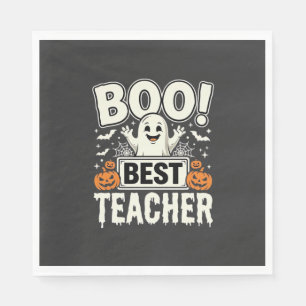 Serviette En Papier Meilleur professeur Halloween fantôme Design_1