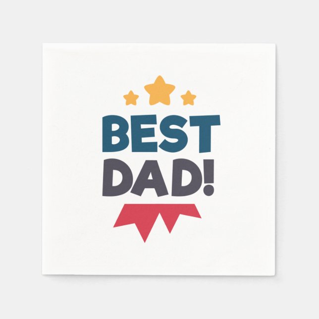 Serviette En Papier Meilleure Fête des pères papa heureux | Napkin (Devant)