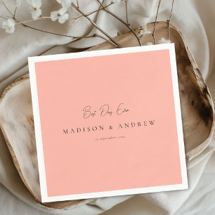 Serviette En Papier MEILLEURE JOURNÉE JAMAIS ! Mariage moderne minimal