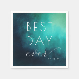 Serviette En Papier Meilleure Journée Optimiste Aquarelle Sarcelle
