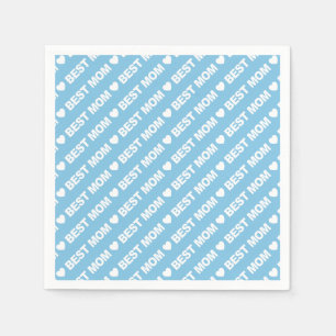Serviette En Papier Meilleure maman blanc sur papier bleu clair Napkin