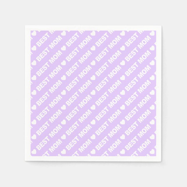 Serviette En Papier Meilleure maman blanche sur papier Lilac Napkin (Devant)