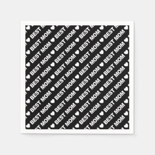 Serviette En Papier Meilleure maman blanche sur papier noir Napkin