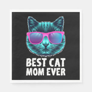 Serviette En Papier Meilleure Maman de Chat Ever Mignonne Lunettes Drô