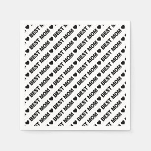 Serviette En Papier Meilleure maman noir sur papier blanc Napkin