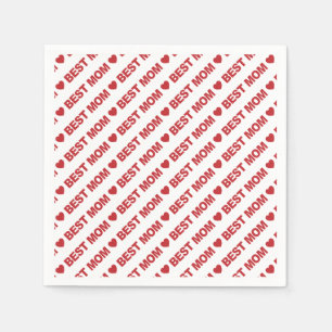 Serviette En Papier Meilleure maman rouge foncé sur papier blanc Napk