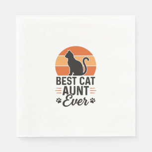 Serviette En Papier Meilleure Tante de Chat Vintage Sunset T-Shirt Des