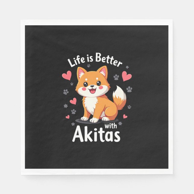 Serviette En Papier Meilleure vie avec Akita Débardeur (Devant)