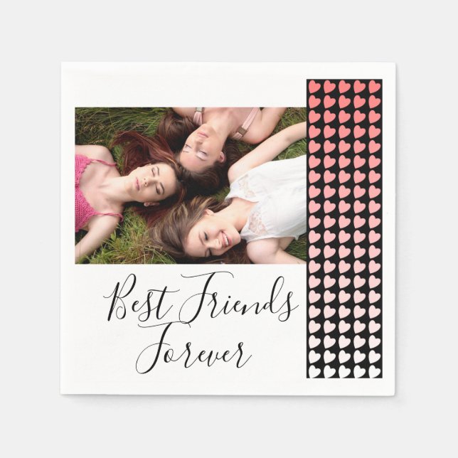 Serviette En Papier Meilleurs Amis Pour Jamais Pink Heart Friendship P (Devant)