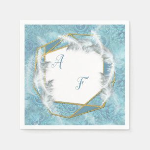 Serviette En Papier Mélange de Motif Silky Bleu avec étincelles Blanch