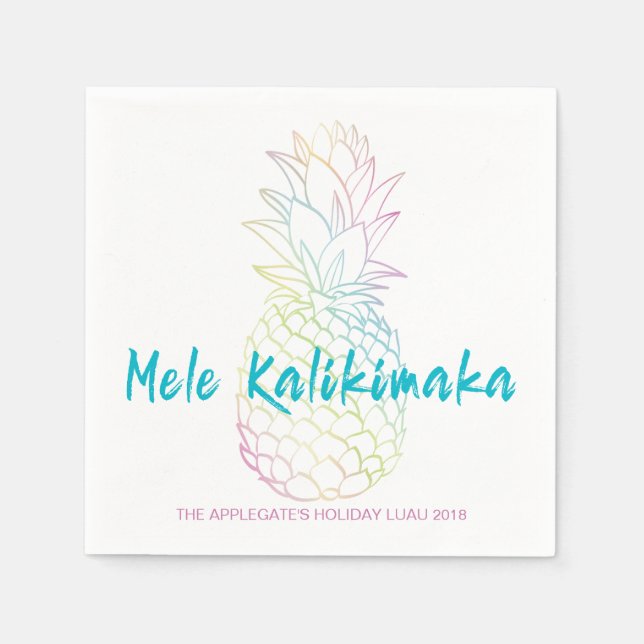 Serviette En Papier Mele Kalikimaka ananas de Noël Hawaiian Luau (Devant)