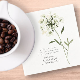 Serviette En Papier Mémorial Aquarelle Fleur Botaniques Élégant Chic