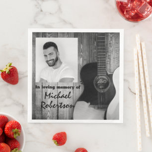 Serviette En Papier Mémorial des guitares électriques noires et blanch