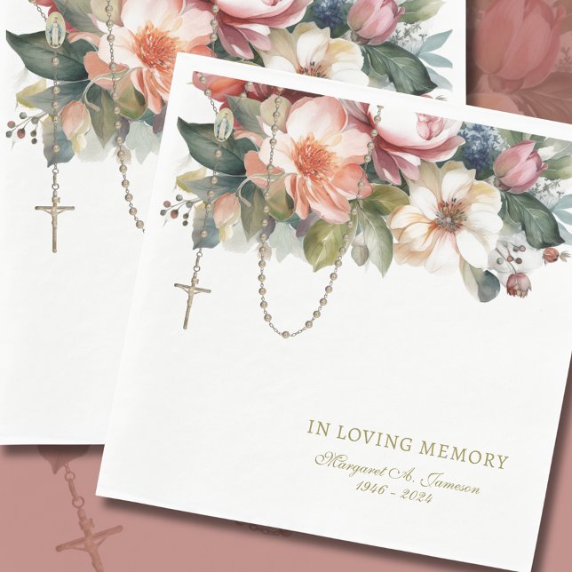 Serviette En Papier Mémorial du Rosaire catholique des funérailles flo (Créateur téléchargé)