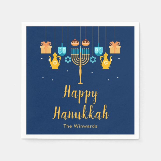 Serviette En Papier Menorah Hanukkah Party  (Devant)