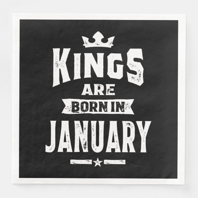 Serviette En Papier Mens Kings Sont Nés En Janvier Cadeaux Anniversair (Devant)