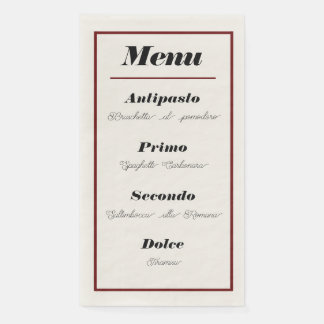 Serviette En Papier Menu Italien Diner Naples