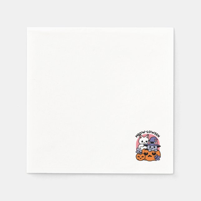 Serviette En Papier Meow-Loween - Cute Halloween Conception Chat (Devant)