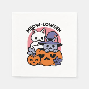 Serviette En Papier Meow-Loween - Cute Halloween Conception Chat
