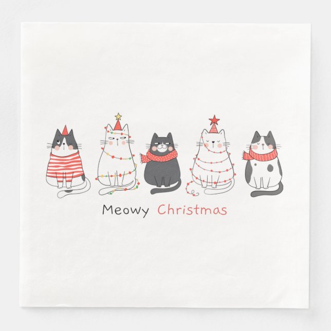 Serviette En Papier Meowy Christmas Cats (Devant)