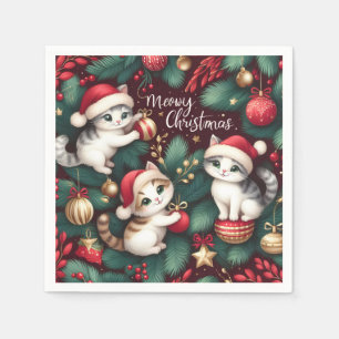 Serviette En Papier Meowy Christmas - Papier
