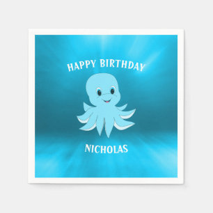 Serviette En Papier Mer Bleue Et Octopus